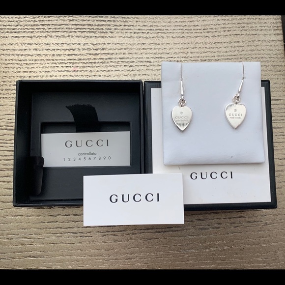 Gucci Earrings - Heart Shape -925 Sterling Silver - Picture 1 of 4